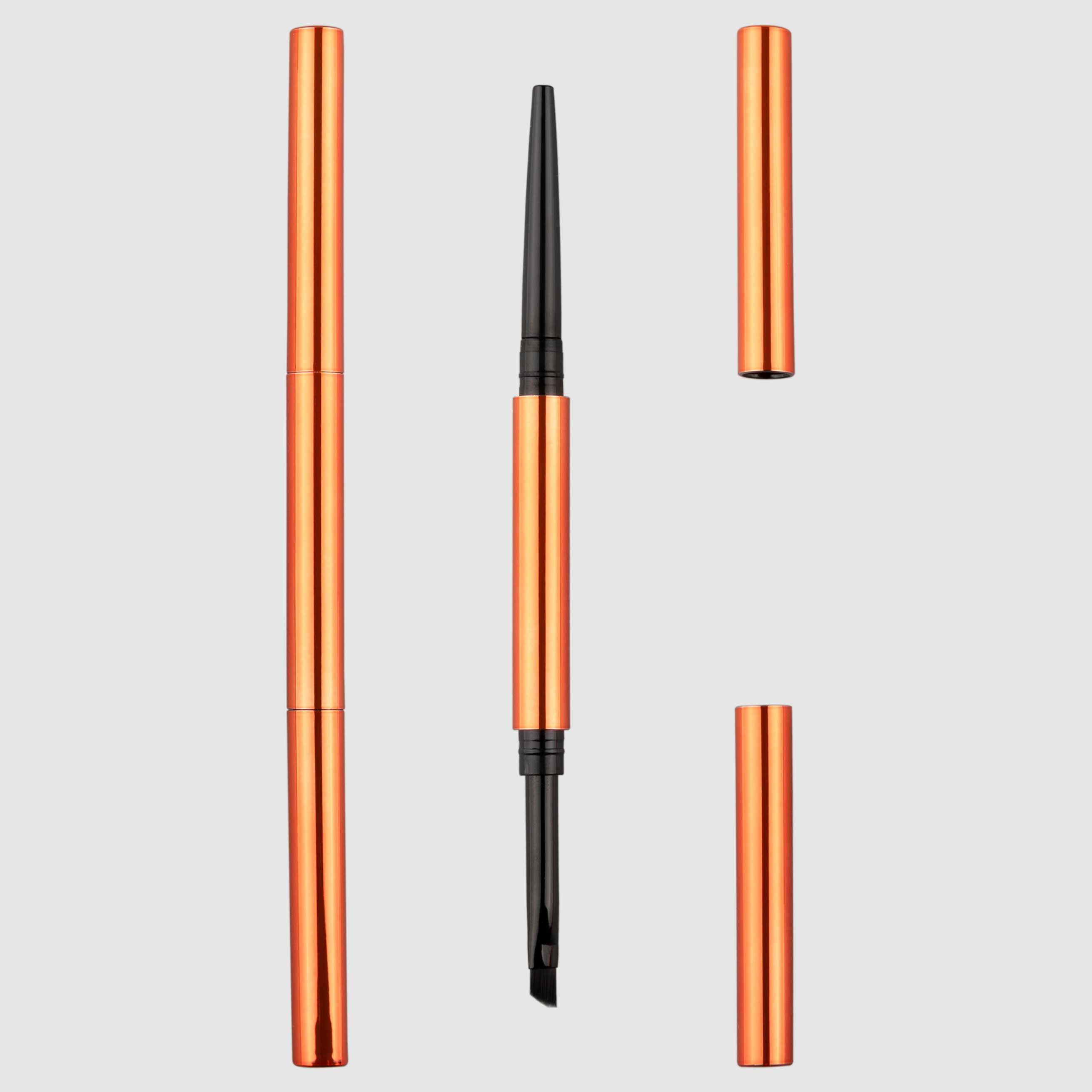 Double-ended eyeliner pencil with eyebrow brush