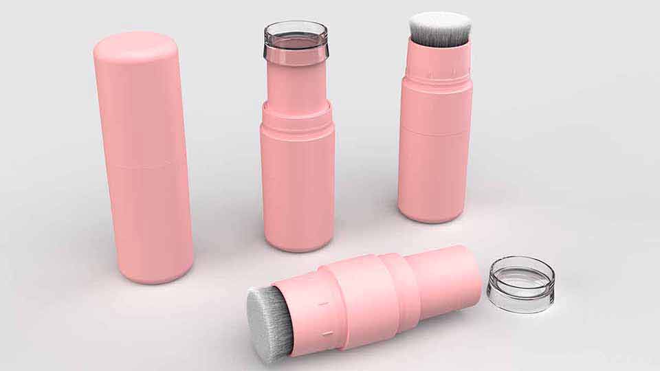 Powder stick tube with brush head